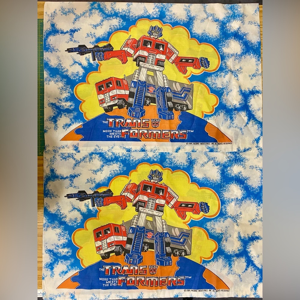 2 Vintage Transformers Twin Pillowcases Optimus Prime Hasbro Cartoon 1984
